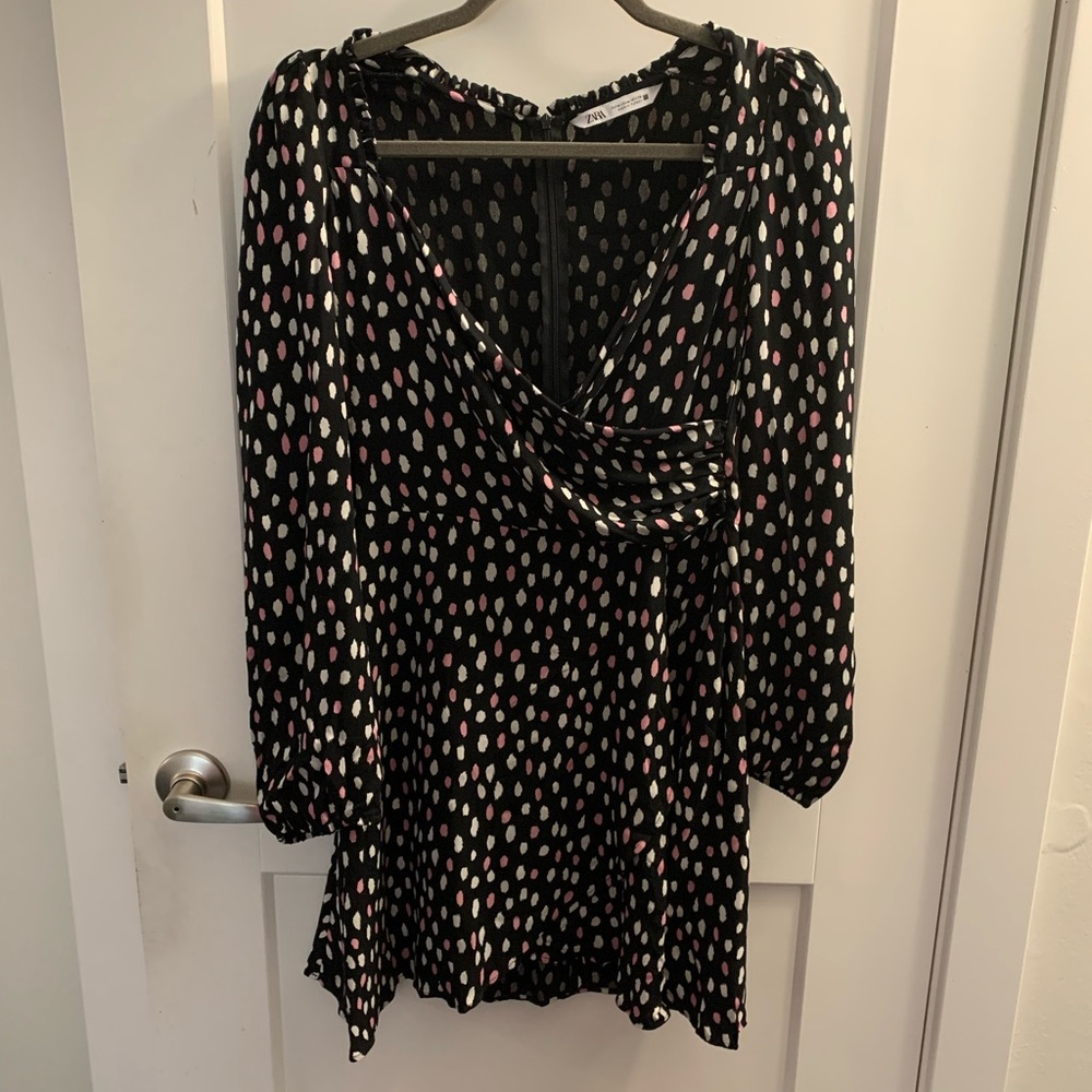 Zara drape black dress